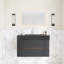 36 po Meuble-lavabo mural avec lavabo noir