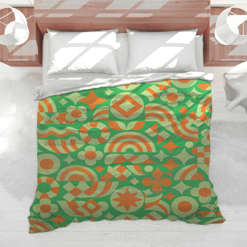 Green Orange Geometric Shapes Comforter, Twin Extra Long