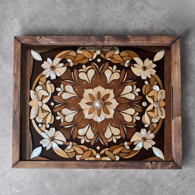 Elegant Solid Wood Tray, 18.9 x 15.0 x 1.6 inches | UV Printed on 0.2-inch Thick MDF | Perfect for Serving, Organizing, and Home Décor | Durable and Stylish Design for Any Occasion