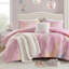Ensemble d'édredon 4 pièces pour grand lit / grand imprimé aquarelle avec teinture Tie Dye avec coussin décoratif, rose