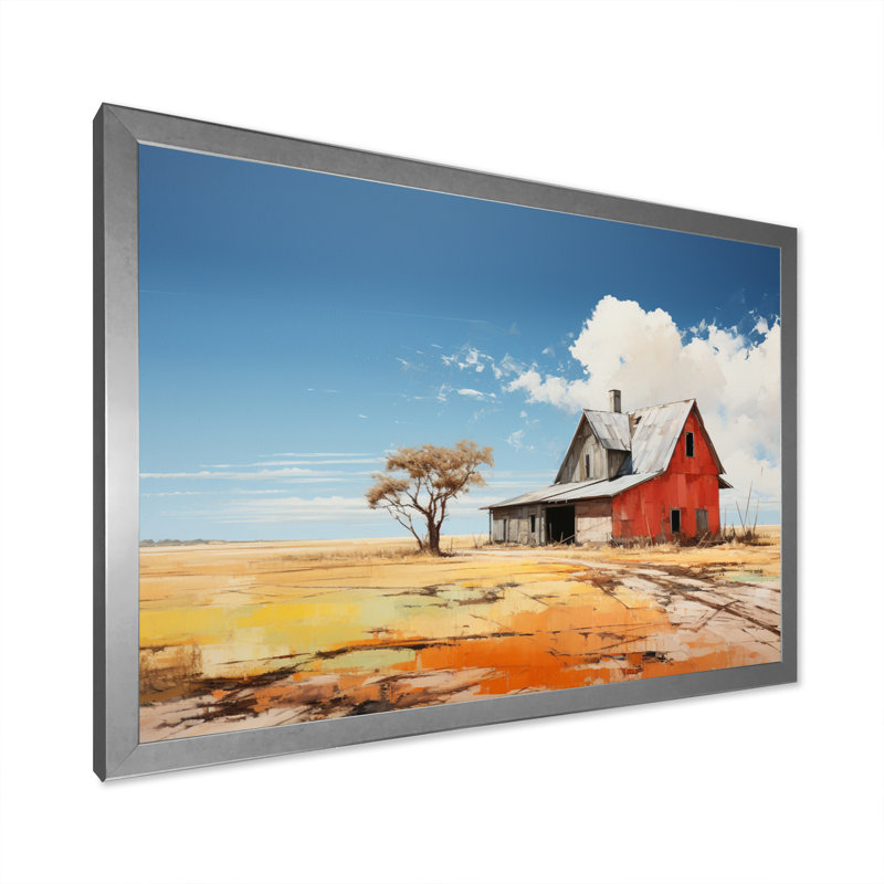 "Landscape Barns", impression sur toile encadrée, H 24 po x l 32 po x P 1 po, Cadre simple argenté