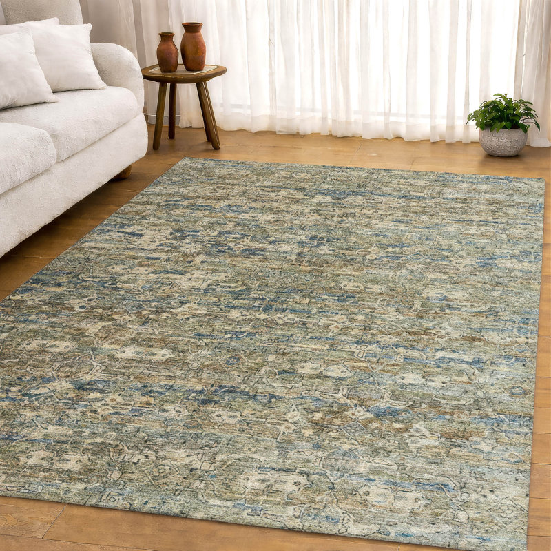 Premium Machine Washable Mayfield AMF2324 Ikat Rug, Aloe, 9' x 12'