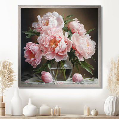 Pink Peonies Bouquet Still Life II - Peonies Canvas Print