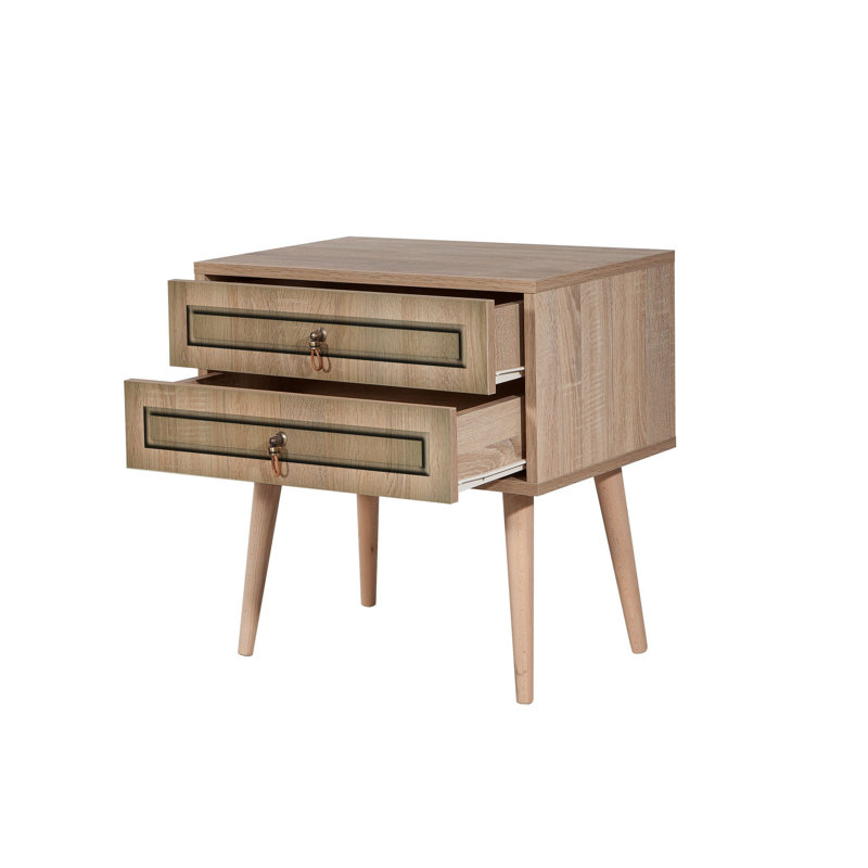 Lucille 60 cm W Bedside Table, Walnut/White