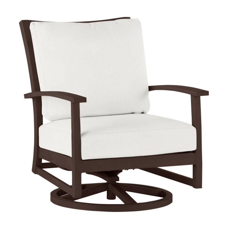 Charleston Patio Lounge Chair with Cushions, No Welt, Linen Dove, Charleston Aluminum #60 Oak