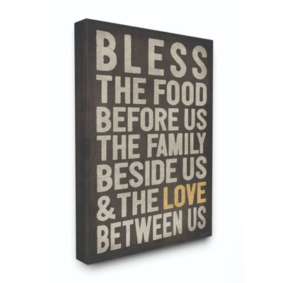 " Bless The Food Kitchen Dining Room Textured Word Design "