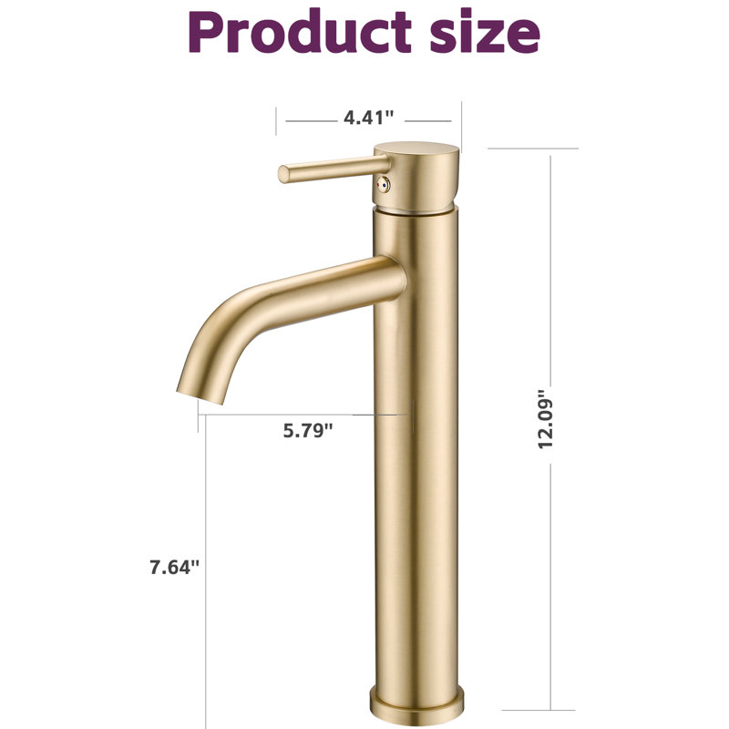 Robinet de lavabo pour salle de bain Modern Modern, Or brossé