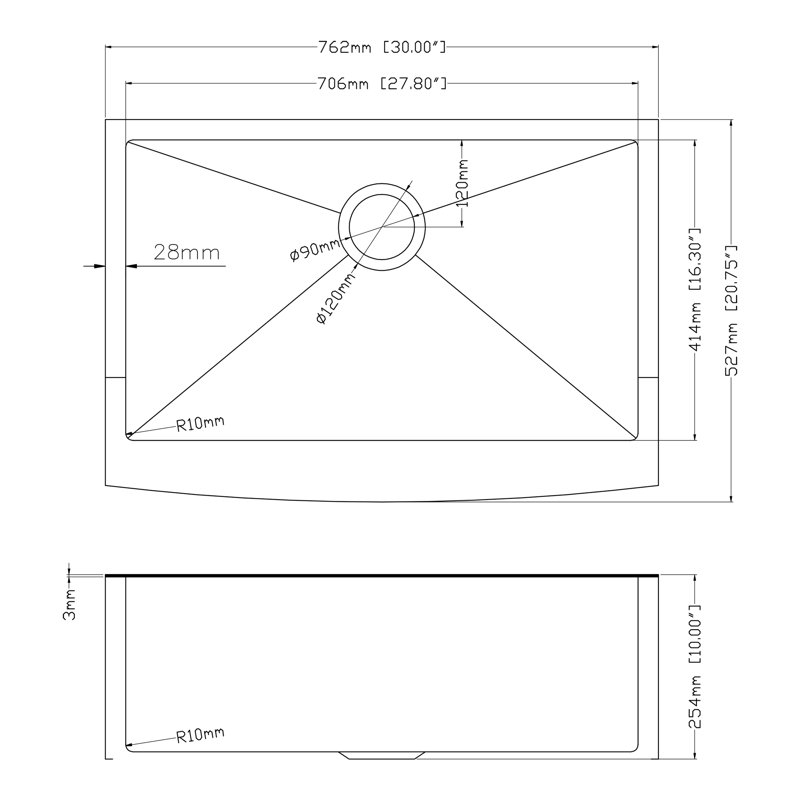LEPUDAY Single Bowl Stainless Steel Undermount Kitchen Sink, Black, 30"
