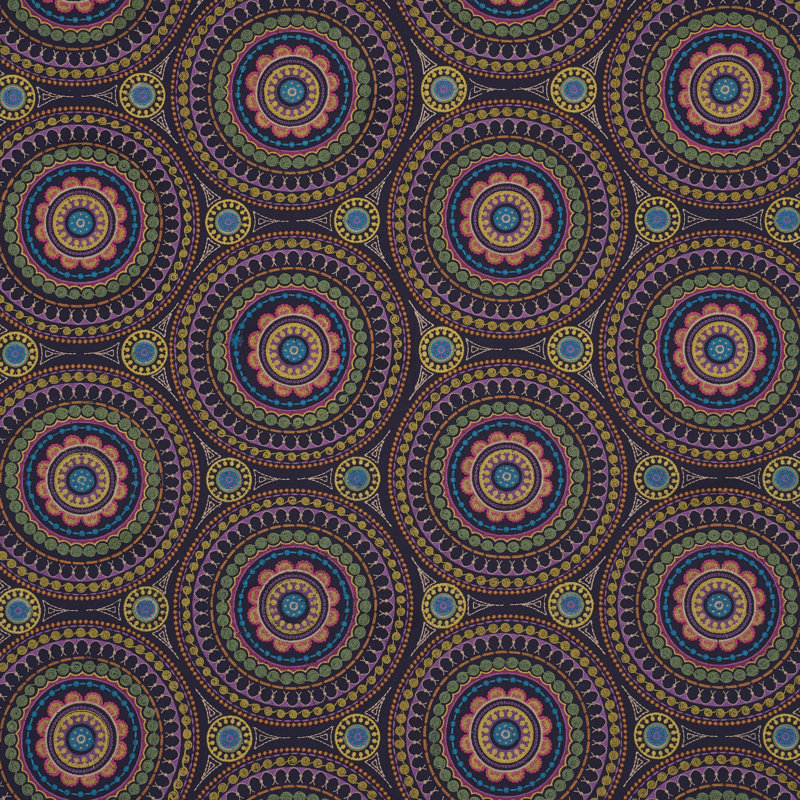 Tissu de broderie Idris, MARINE / MULTI