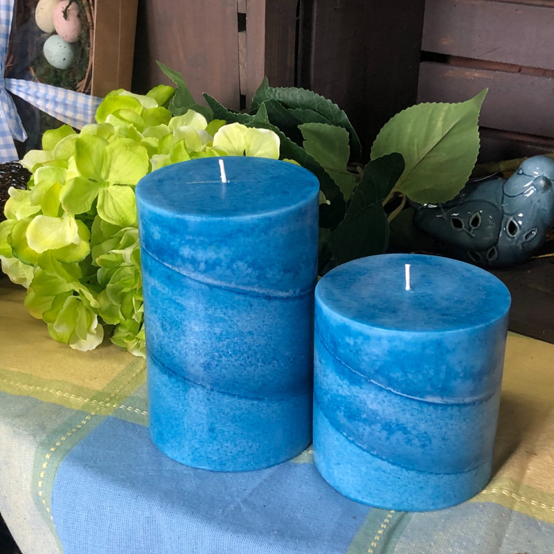 Bougie pilier bleu des Caraïbes bougie parfumée bleu des Caraïbes, H 4 po x l 4 po x P 4 po