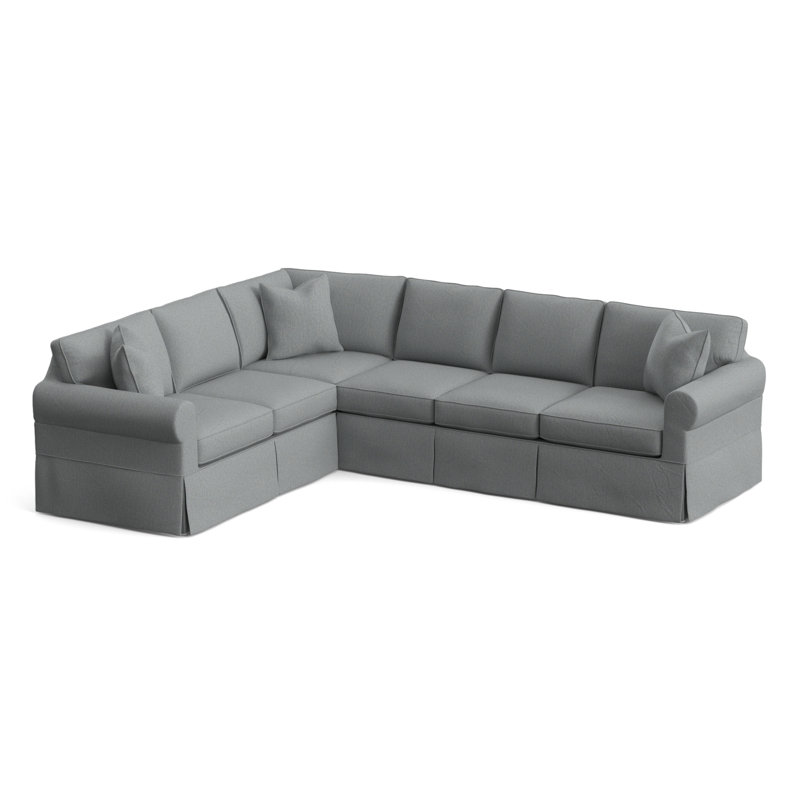 Bedford Upholstered Sectional, Light Blue Performance Fabric; 0851-55, Left Hand Facing