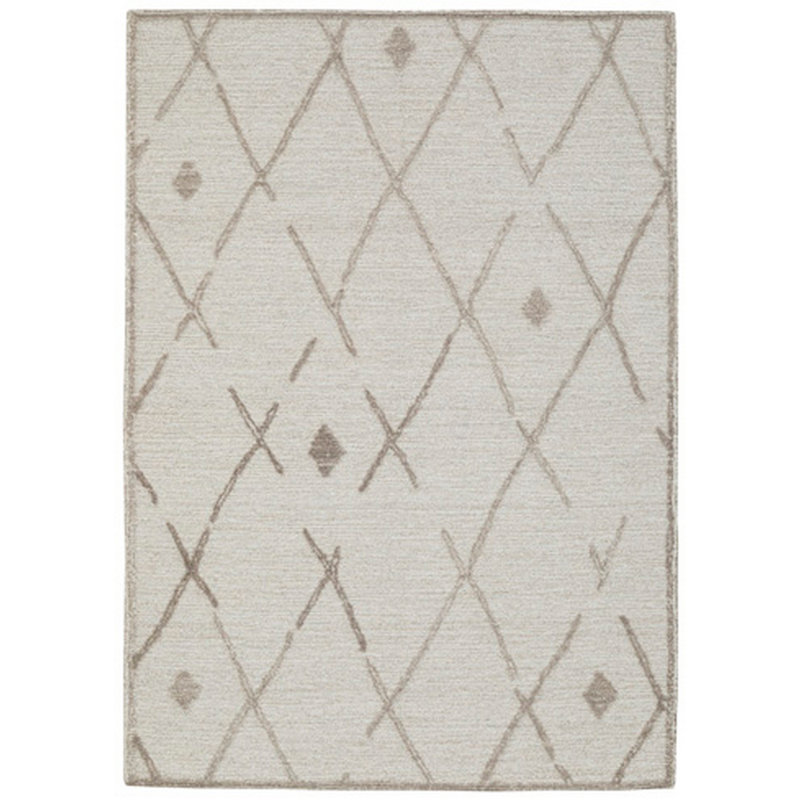 Hima Area Rug, Geometric Pattern, Hand Tufted Gray Wool Cotton, Rectangle 5' x 7'