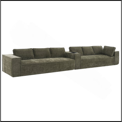 Canapé modulaire de style minimaliste de 129,5 po, ensemble de canapé en chenille infroissable à 6 places assises, ensemble de 2 canapés en nuage en forme de L pour le salon, aucun assemblage requis,