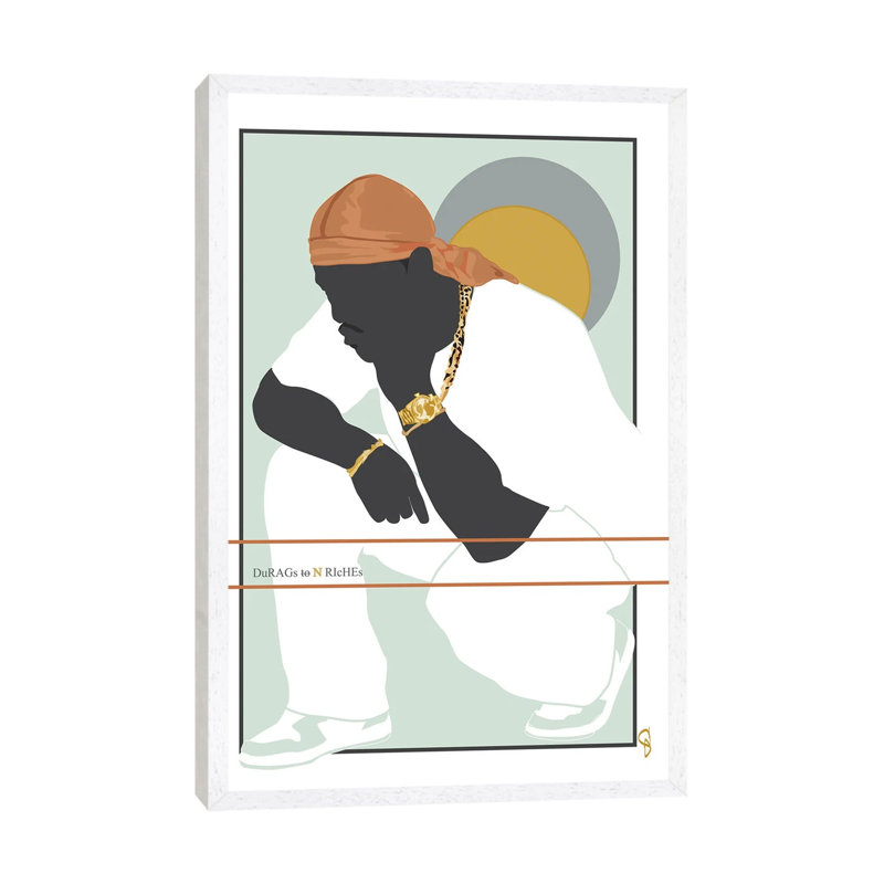Durags N Riches - Ode To The Durag III by GNODpop - Painting on Canvas, White Framed, 66.04 cm H x 45.72 cm W