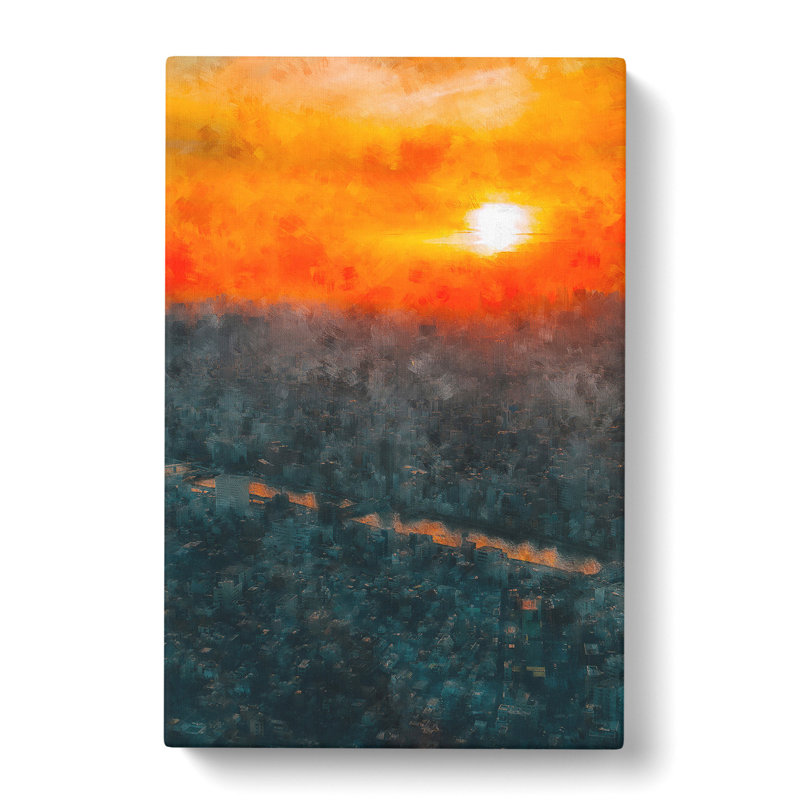 Sunset Over Tokyo - Wrapped Canvas Painting, 60cm H x 40cm W x 3cm D