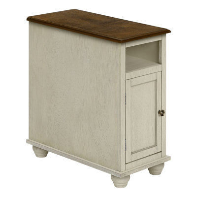 Accent Table, End, Side Table, Bedroom, Nightstand, Narrow, Lamp, Storage, Antique White Veneer, Brown Veneer, Traditional