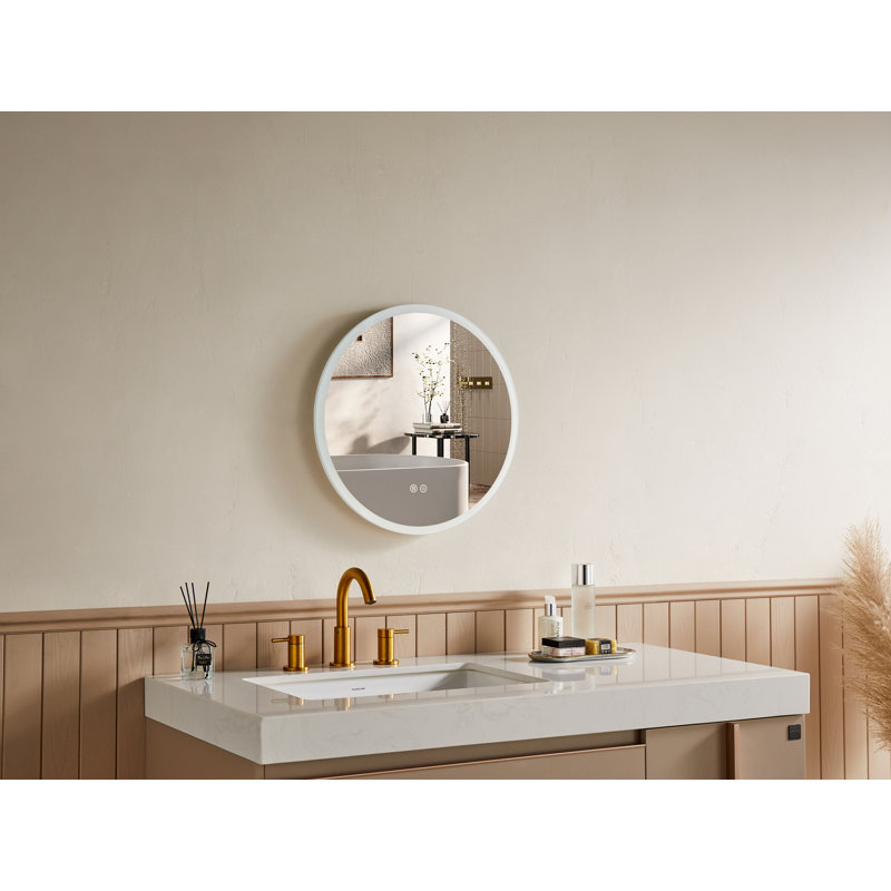 Miroir rond de salle de bain à DEL avec lumières, miroir de meuble-lavabo pour mur de salle de bain anti-buée, 3 couleurs à intensité variable