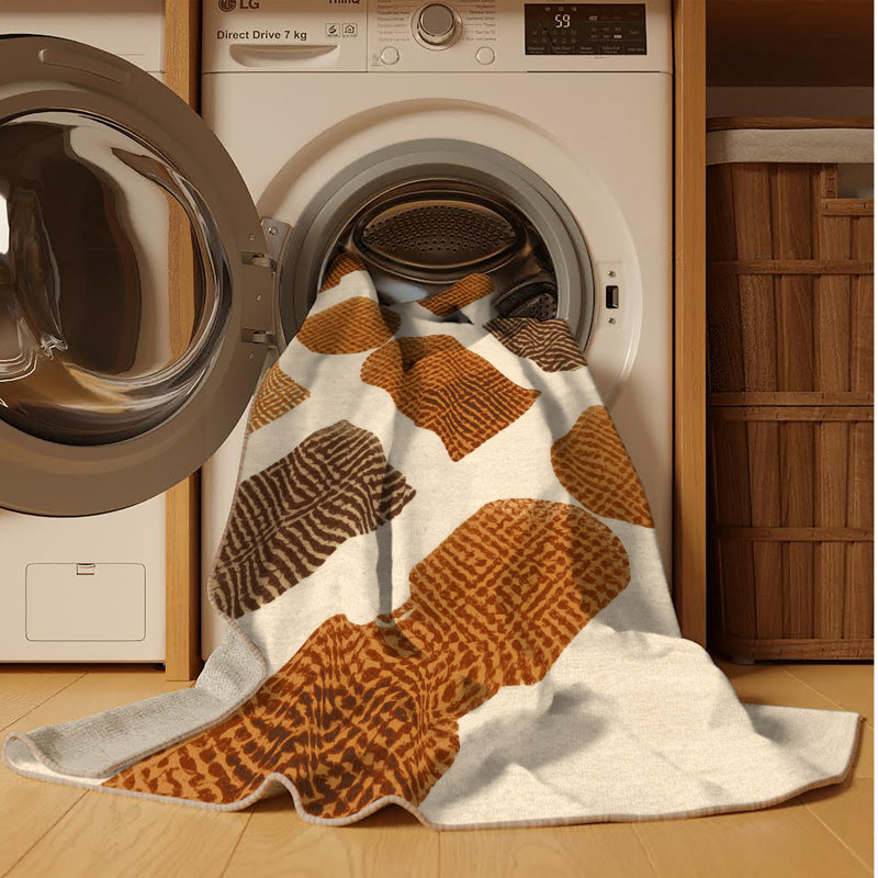 Machine Washable Elkton Churros Global Inspired Block Print Rug in Beige – Beige Binding, 3x5