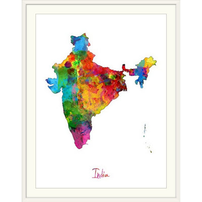 «India Watercolor Map» par Abarca, impression