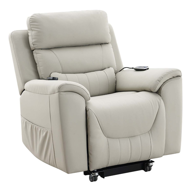 Fauteuil inclinable électrique Marsha avec levage et massage, similicuir en silicone gris clair