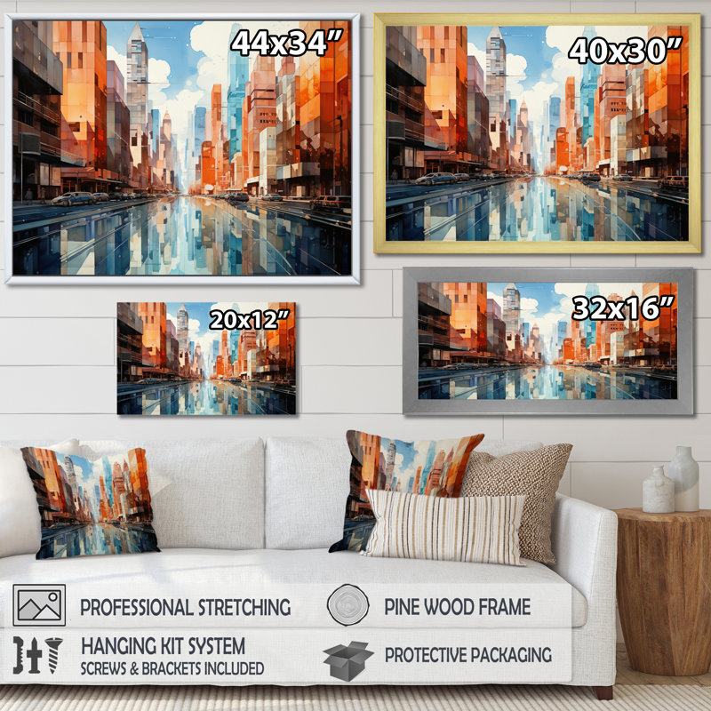 Towers Skyward Symphony I - Cityscapes Canvas Prints, H 30 po x l 40 po x P 1,5 po, Cadre flottant noir