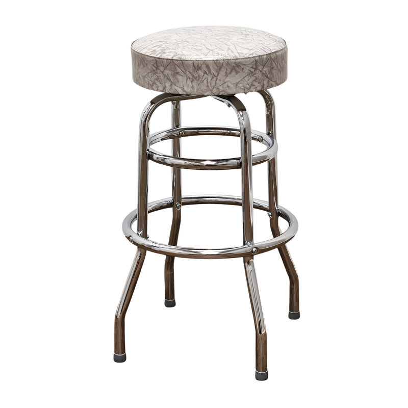 Retro Home Chrome Swivel Counter And Bar Stool, Gray, Bar Stool (30” Seat Height)