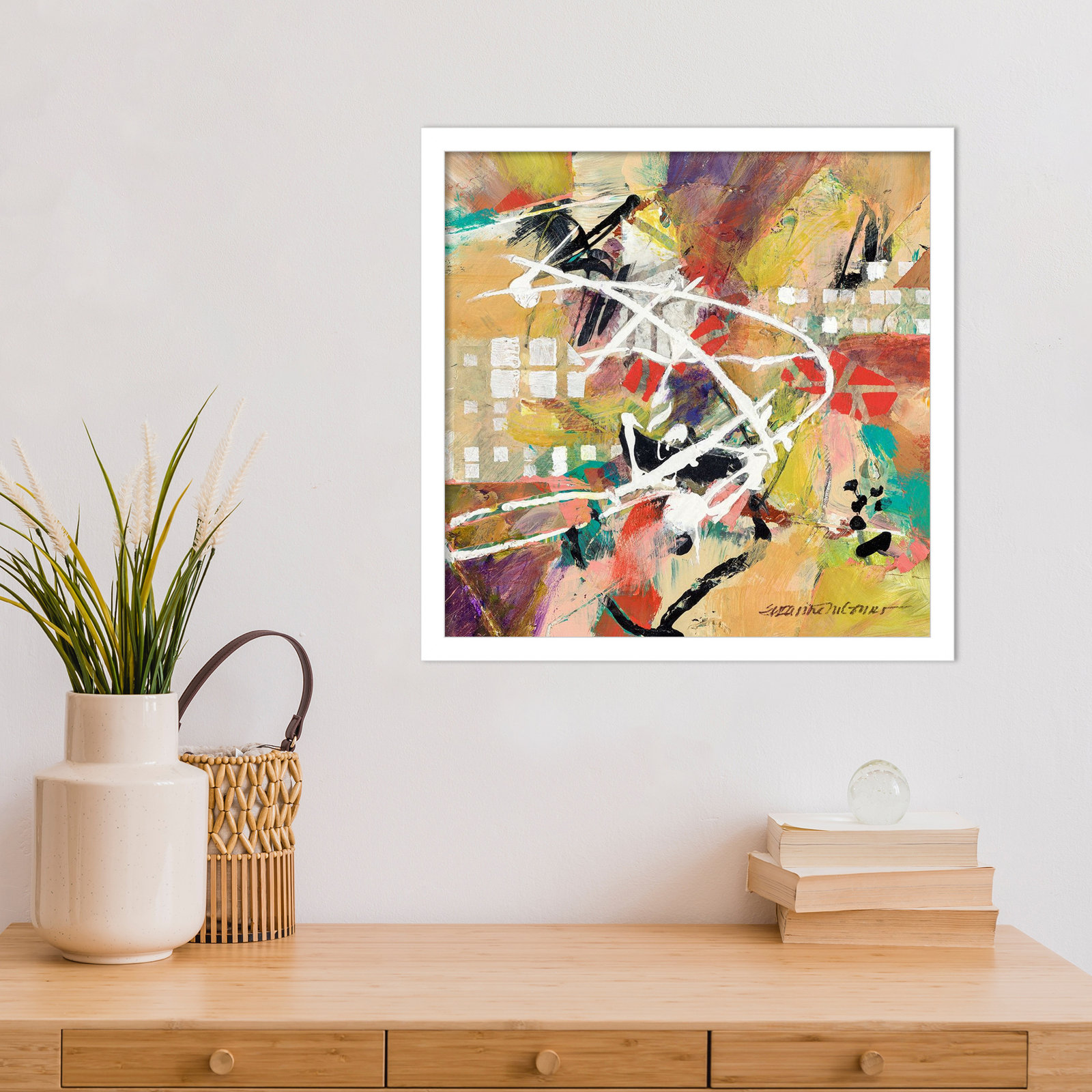 Sutter "Boogie" Print by Suzanne McCourt, 17" H x 17" W, White