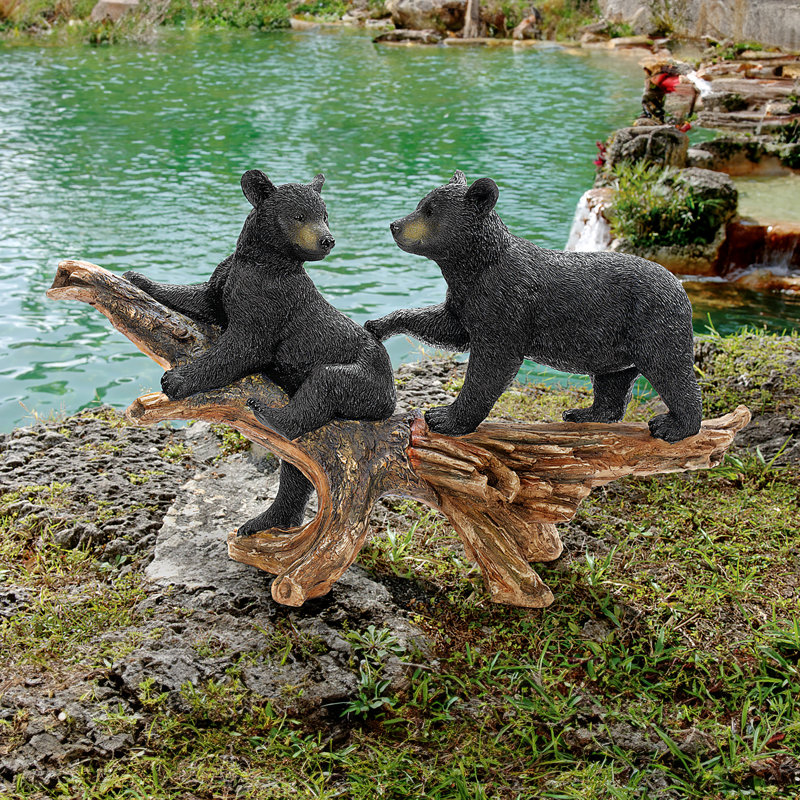 Mischievous Black Bear Cubs Statue