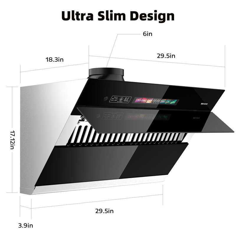Brano 30" Black Range Hood With 900 Cfm, Voice/gesture/touch Control, Side-draft Design & Ducted/ductless Convertible - For Under-cabinet Modern Kitchens?