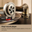 Tourne-disque noir Mid-Century rétro, bois massif avec pavillon en laiton, compatible vinyle, Bluetooth et lecture USB