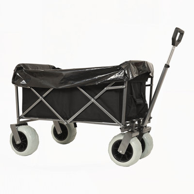 Chariot de plage avec porte-cannes et grandes roues