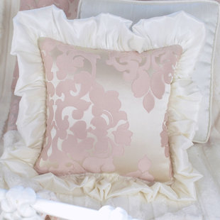 Blush Petal Ruffle Throw Pillow