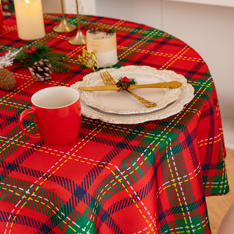 Round Christmas Tablecloth,229 X 229CM,Red