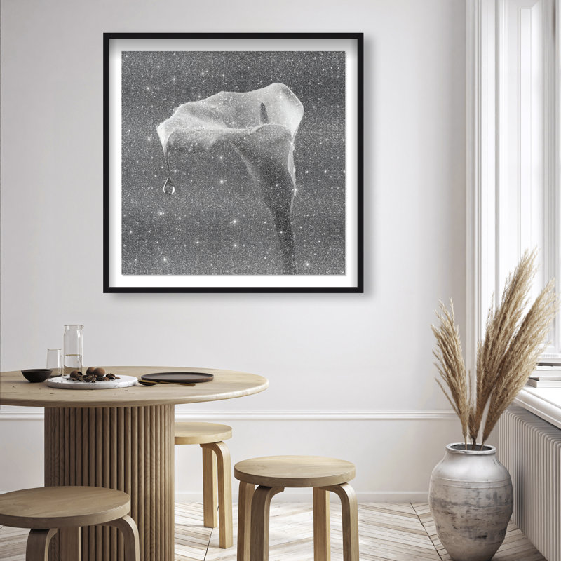 Midnight Rain Shadowbox Floral & Botanical Print by Oliver Gal, Black Frame, 12 x 12, 41.5"H x 41.5"W, Black Shadowbox