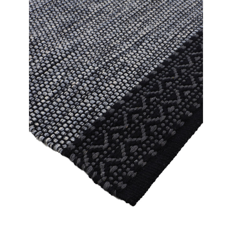 Kilim Mia Hand Woven Flatweave Cotton Grey Rug, Rectangle 40 x 60cm