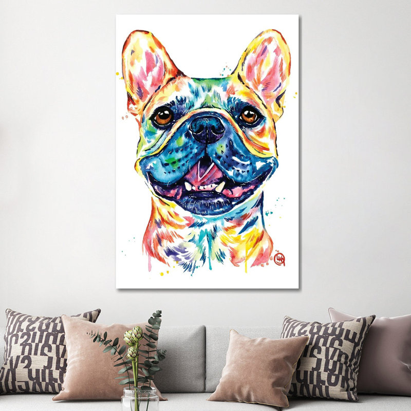 Fawn French Bulldog - Frenchie by Lisa Whitehouse - Print on Canvas, Wrapped Canvas, 20.32 cm H x 30.48 cm W