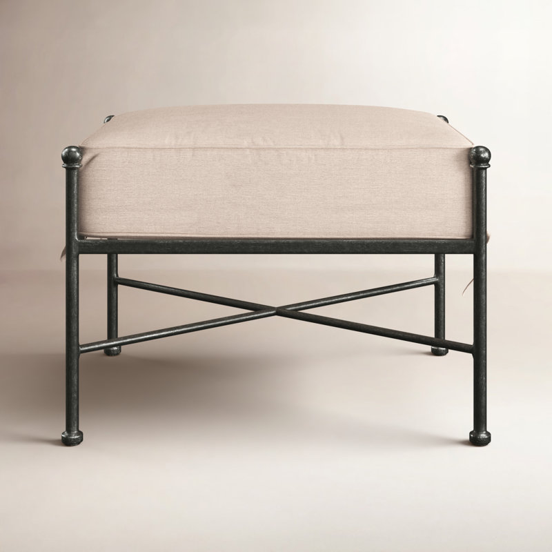 Repose-pieds d'extérieur avec coussin Lucier, Toile lin