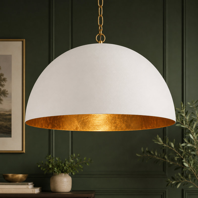 Hylia 1-Light Large 23.6" Dimmable Single Dome Pendant, White