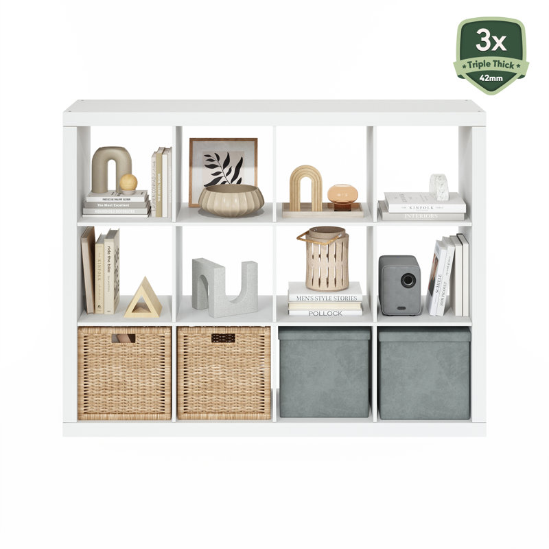 Etagere Bookcase, (12 Shelves) 110.08cm H x 145.8cm W x 38.99cm D, White