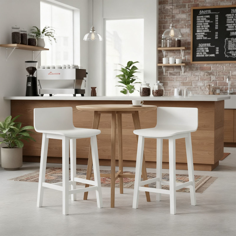 2 tabourets de bar en bois massif PCS, chaises de comptoir pour la maison et la cuisine 24,5 po avec dossier bas et repose-pieds