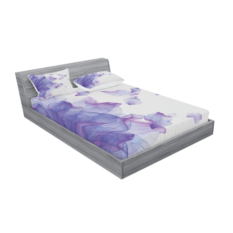 Microfiber Floral Sheet Set, Full Sheet Set + Fitted Sheet+2 Pillowcases