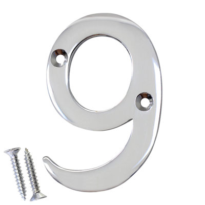 4'' H Reflective Brass House Number