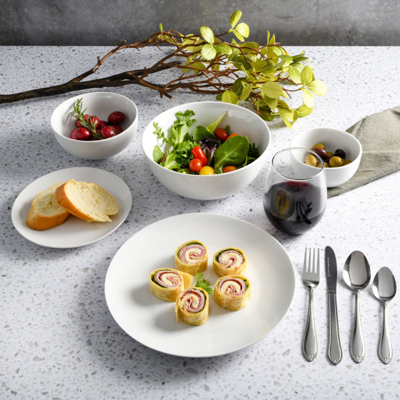 Gracious Dining Glossy White Ceramic Dinnerware Set for 6