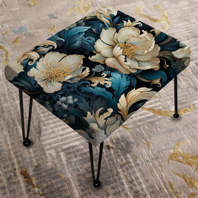 Blue And White Paisley Dynasty Flowers - Damask Rectangle Ottoman