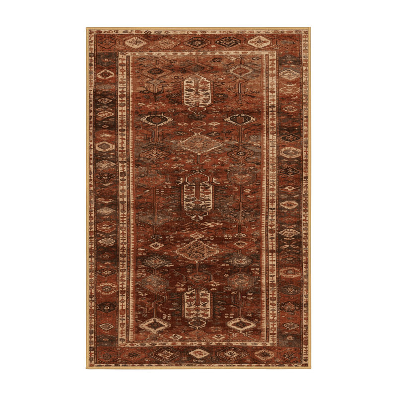 Tapis brun turc lavable à la machine, Tapis de couloir 2 pi x 4 pi