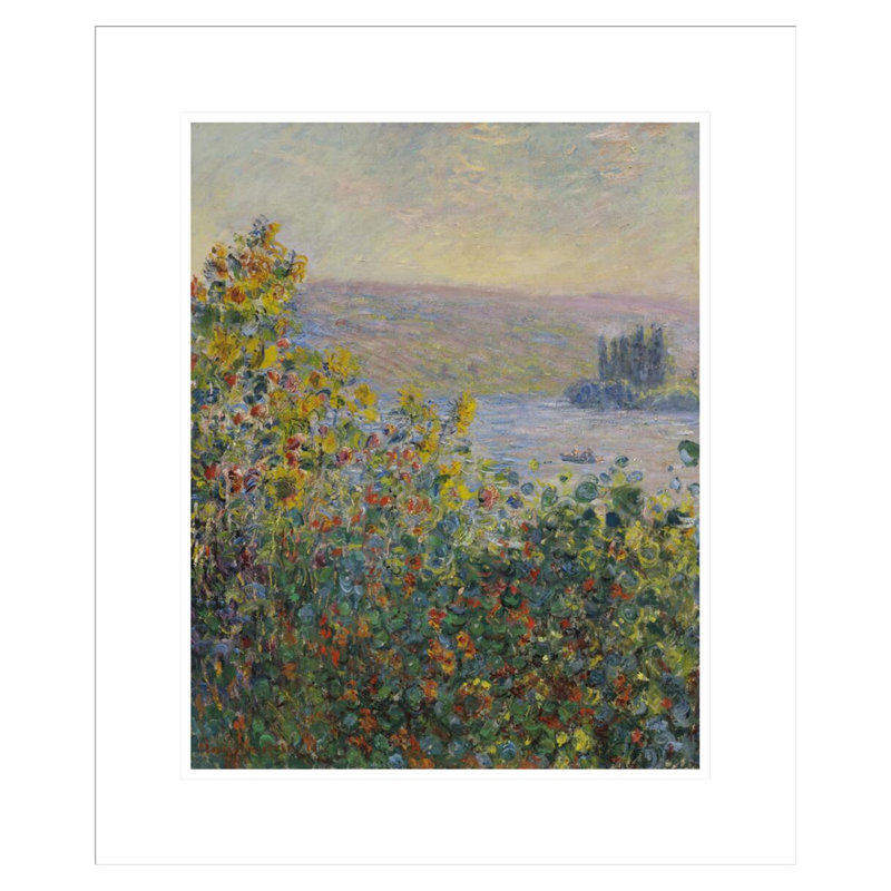 Parterres de fleurs à Vétheuil par Claude Monet, impression giclée encadrée, H 20,99 po x l 17,75 po