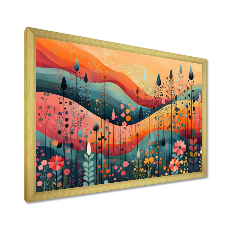 «Ilyssa Pastel Colors Of Desert Blossom Landscape III - Abstract Botanicals», art mural, H 30 po x l 40 po, Doré