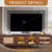 70" TV Stand With App-Controlled LED Lights & Rattan Design, Modern Media Console With 2 Drawers & Glass Doors For Living Room