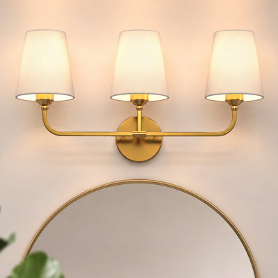 Éclairage pour meuble-lavabo traditionnel 3 lumières avec abat-jour empire en tissu