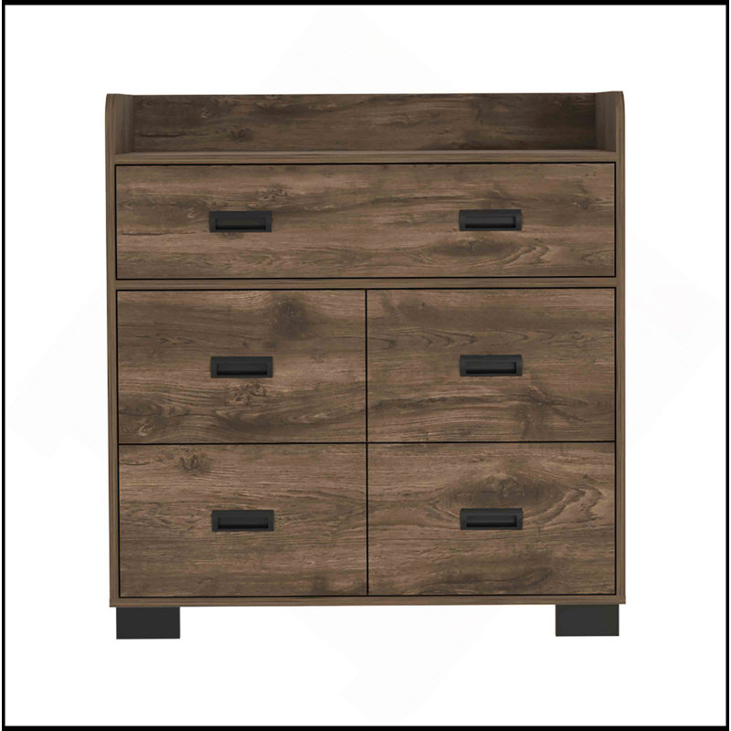 Commode, quatre pieds, quatre tiroirs, un double tiroir, plateau supérieur, Brun